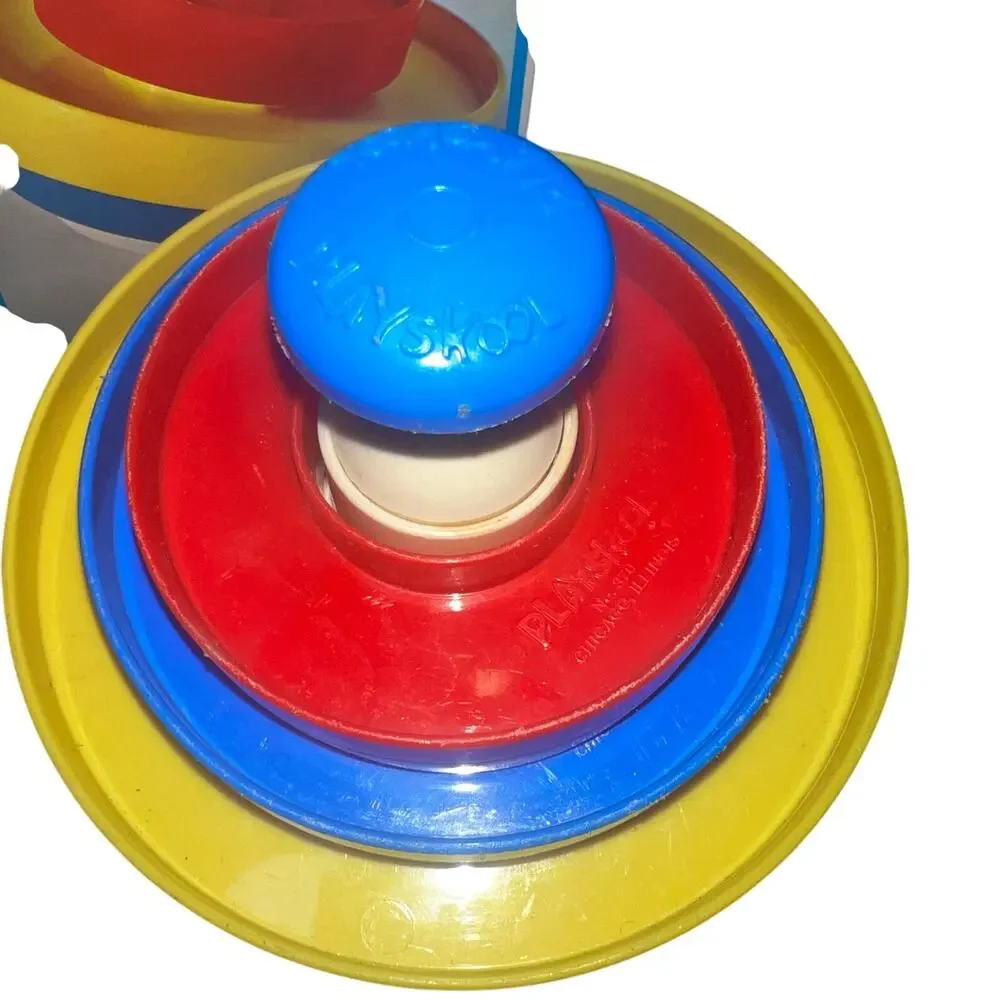 Vintage Playskool stack & spin top primary colors 2-6 yrs old